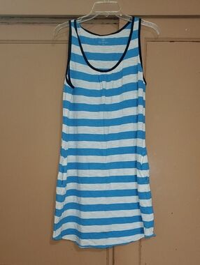 Lands' End Blue and White Striped Swim Coverup